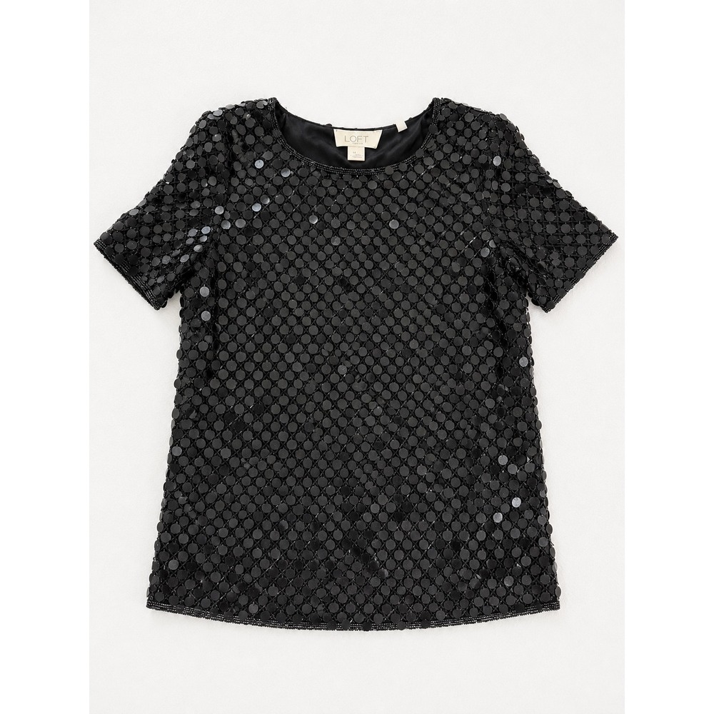 Stenay Woman Black Silk Sequin Short Dress  10-9203-0 Size 8